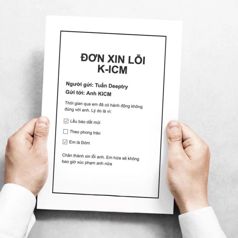 Cần gấp văn mẫu xin lỗi meme, không là toang rồi