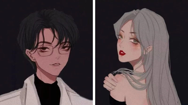 Cặp đôi cá tính với ảnh anime cặp đôi ngầu