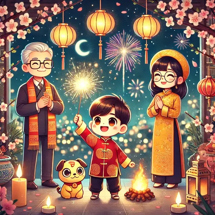Bộ ảnh chibi đón tết vui nhộn cho bé yêu