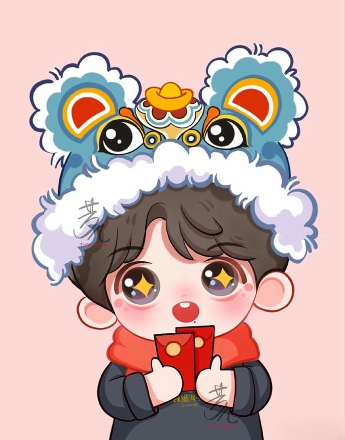 Sáng tạo cùng bộ hình chibi ghép mặt tết
