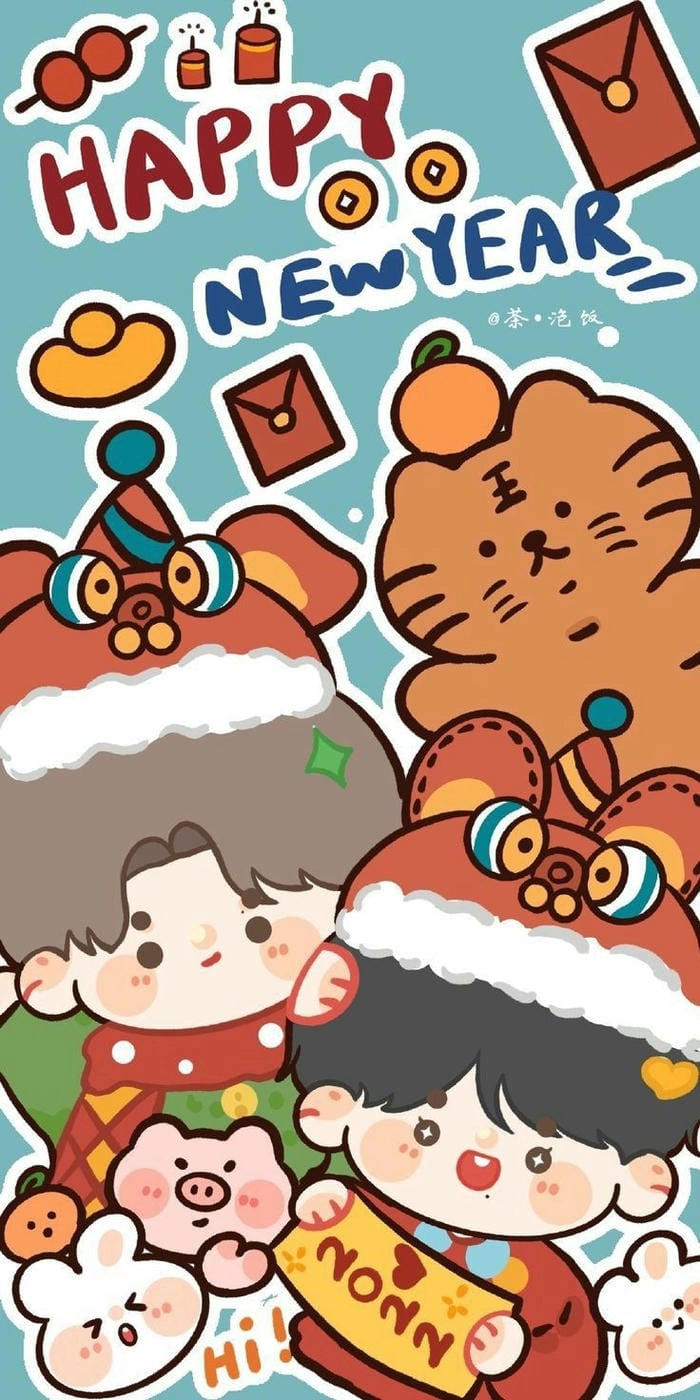 Chọn ngay mẫu hình chibi ngày tết cho gia đình