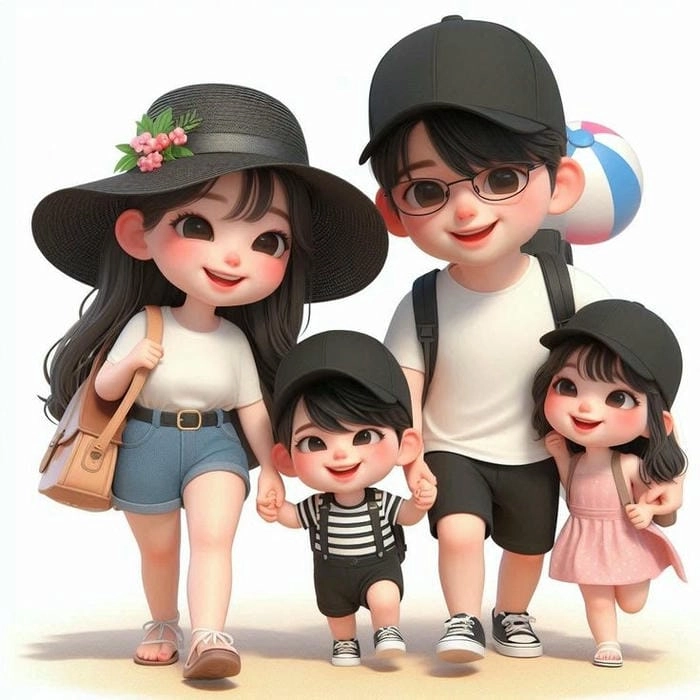 Chào xuân cùng ảnh tết gia đình chibi ấm áp