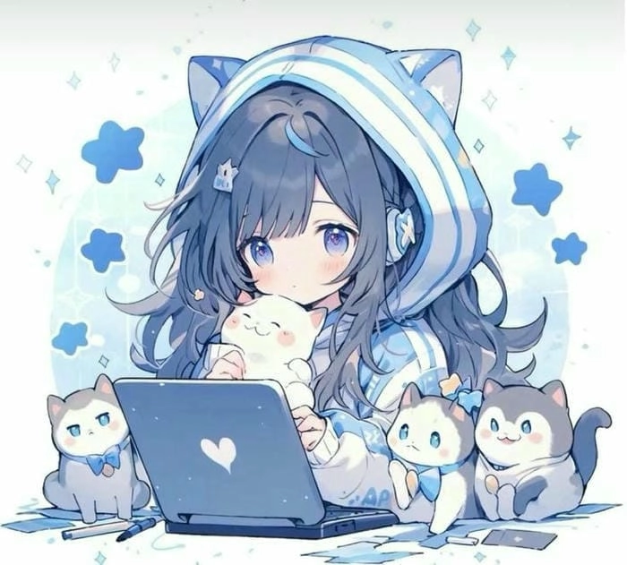 Những hình ảnh chibi nữ cute màu xanh dương đẹp nhất
