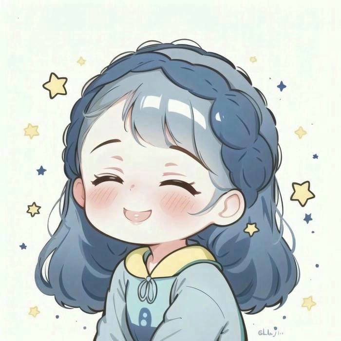 Chọn ngay avatar chibi nữ cute màu xanh dương ấn tượng