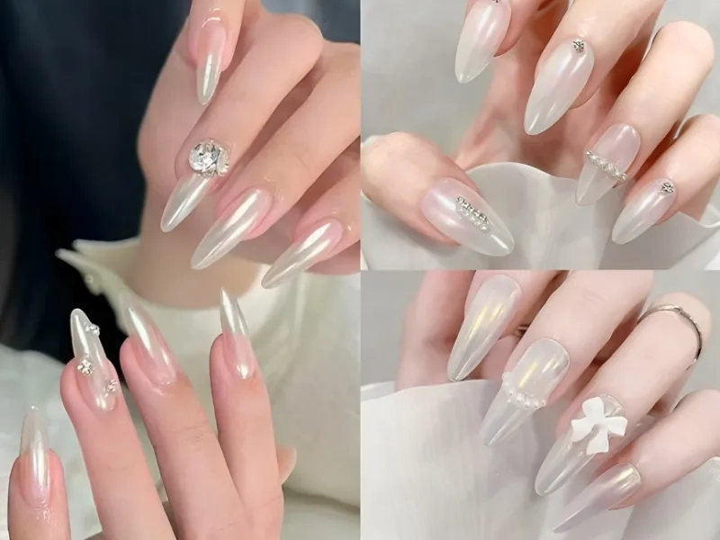 Nail trắng móng nhọn nhẹ nhàng nhưng vẫn đầy ấn tượng
