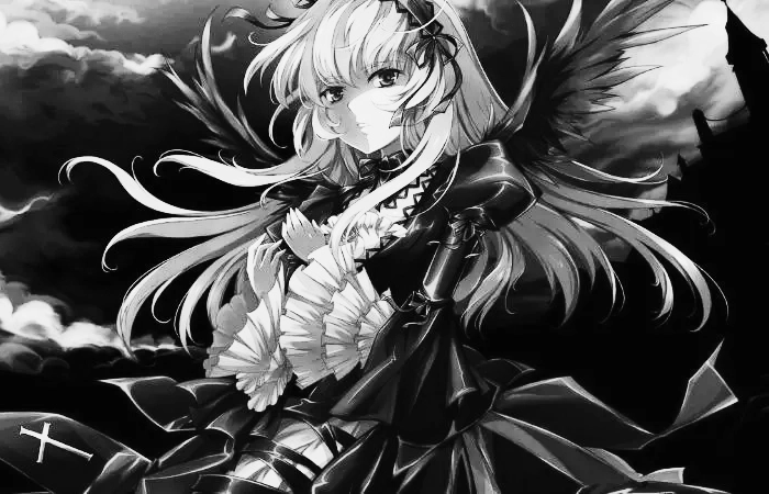 Avatar anime nữ trắng đen tạo phong cách huyền bí đầy sức hút