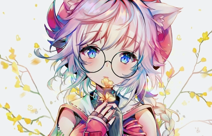 Avatar ảnh anime nữ cute đeo kính thể hiện sự thông minh và cá tính