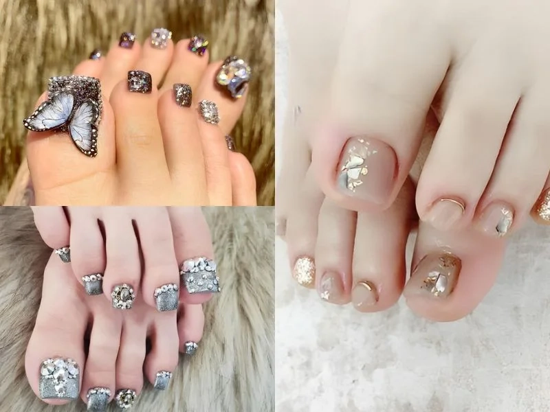 Những mẫu móng chân đính đá đẹp giúp nàng có thêm nhiều lựa chọn