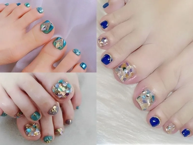 Những mẫu nail chân đính đá mang lại vẻ đẹp tinh tế