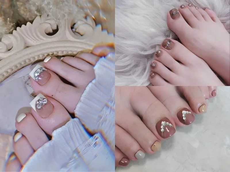 Sơn móng chân màu hồng đất giúp nàng có đôi chân dịu dàng hơn