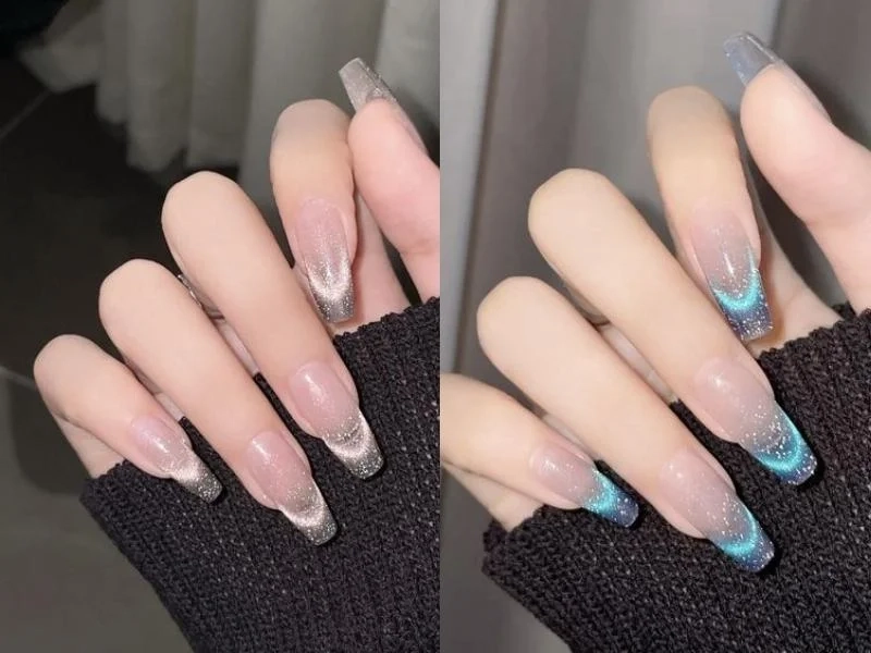 Mẫu nail mắt mèo đơn giản nhưng vẫn giữ được nét tinh tế