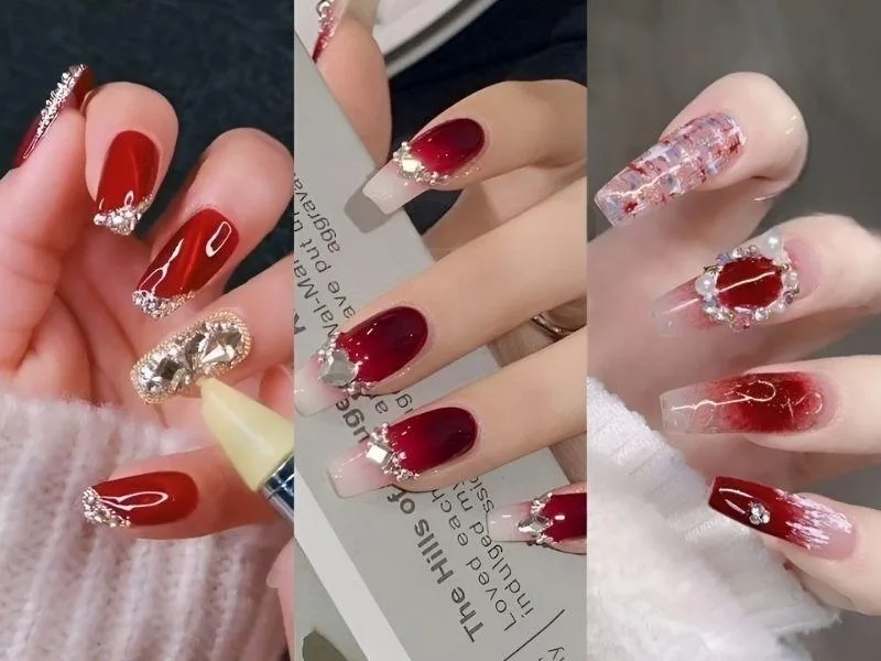 Mẫu nail màu đỏ thạch đơn giản nhưng vẫn đầy tinh tế