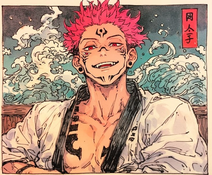 Sukuna sitting dáng ngồi bá đạo đầy quyền lực