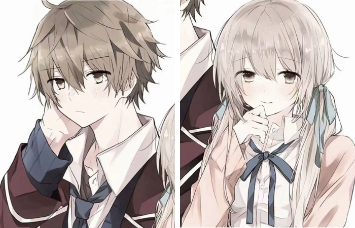 Lãng mạn dịu dàng hình anime cặp đôi dễ thương