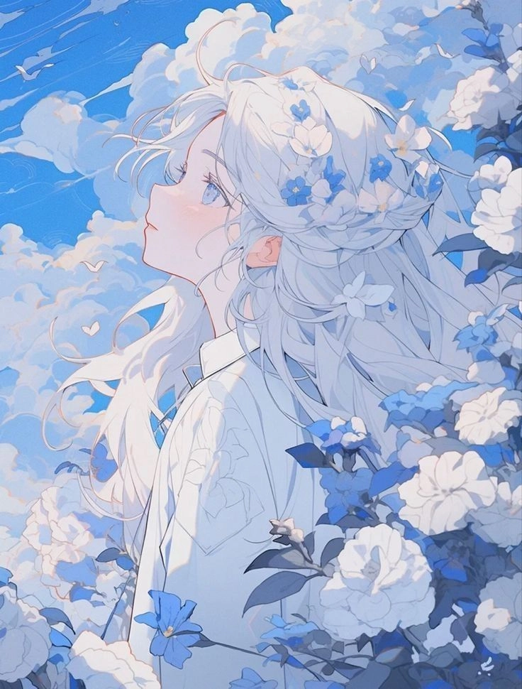 ảnh anime nữ xanh dương mơ mộng như trời thu Hà Nội