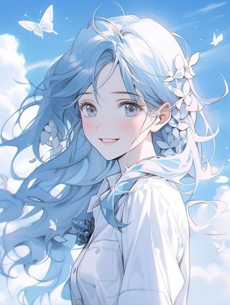 hình ảnh anime màu xanh dương dễ thương và hút mắt