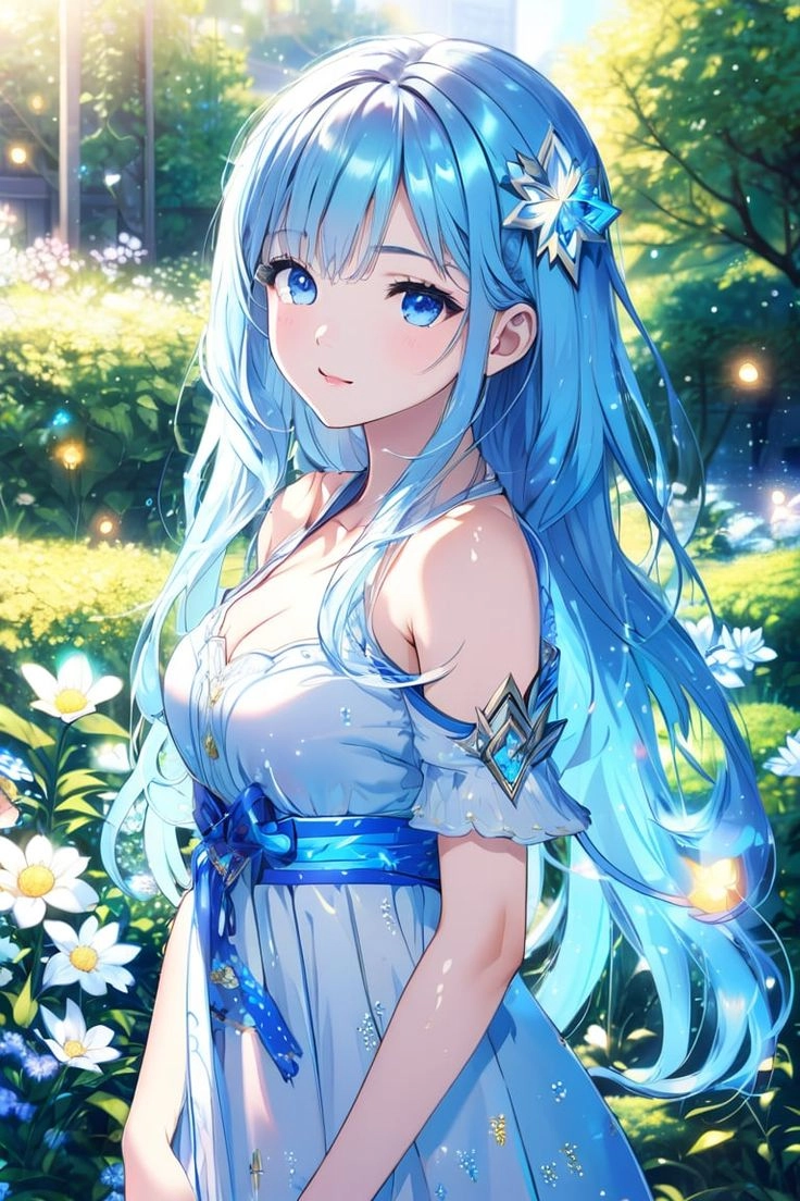 ảnh anime nữ tóc xanh dương cực chill cực quyến rũ