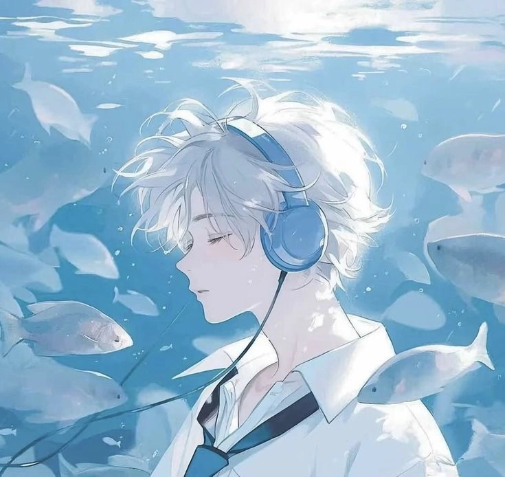 ảnh anime màu xanh dương ngầu khí chất lạnh lùng