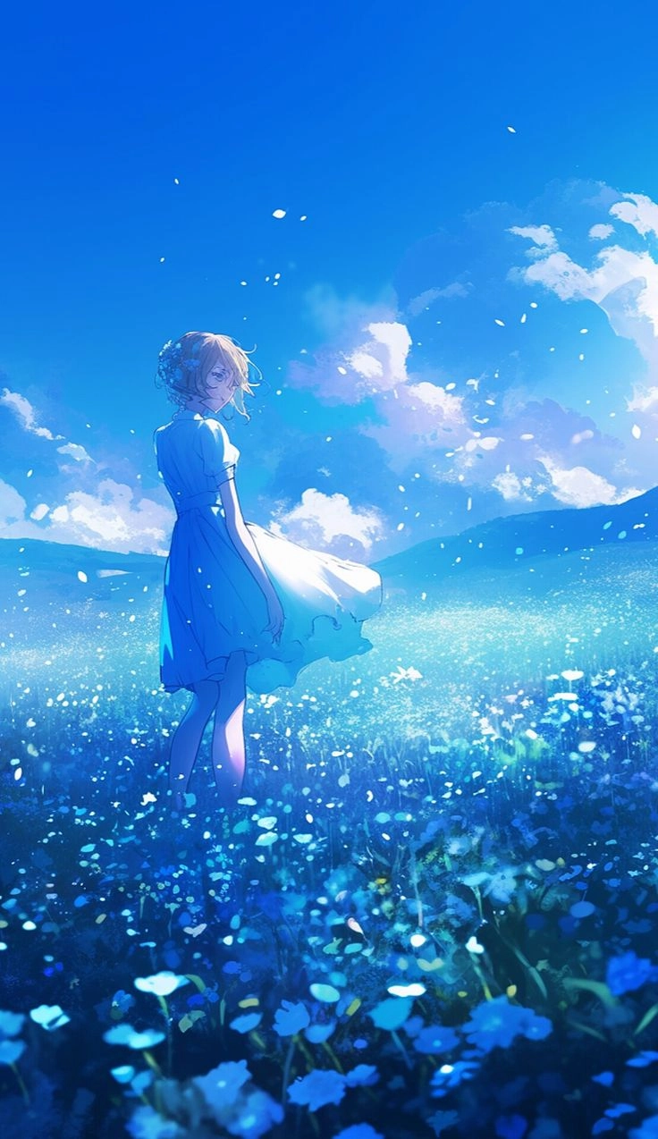 ảnh anime màu xanh dương cute cực yêu cực ấn tượng
