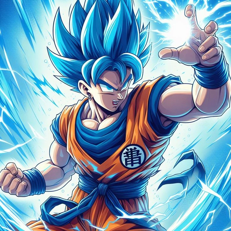 Goku blue hair thể hiện sức mạnh của Super Saiyan Blue