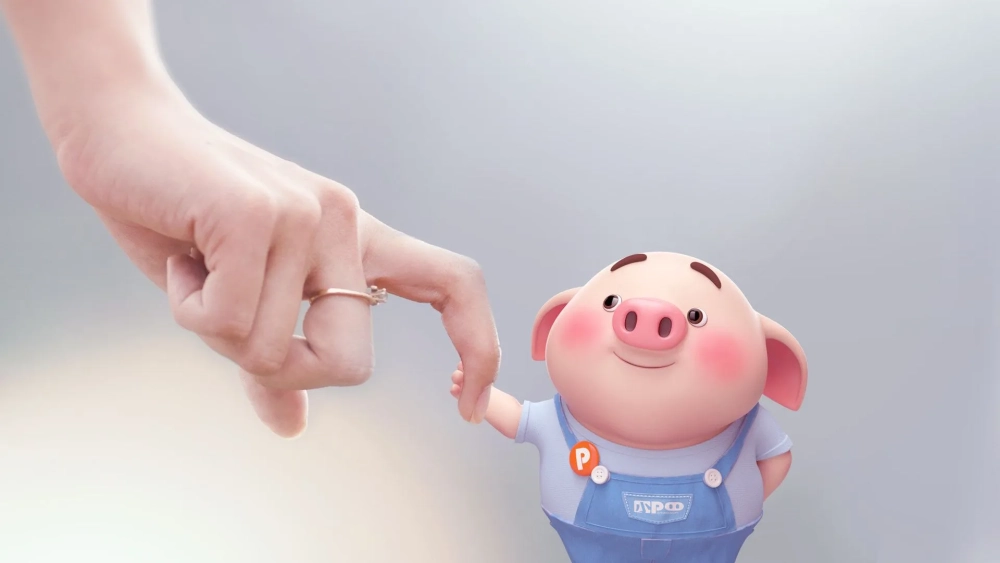 Hình nền hình con heo dễ thương tạo không gian làm việc dễ chịu