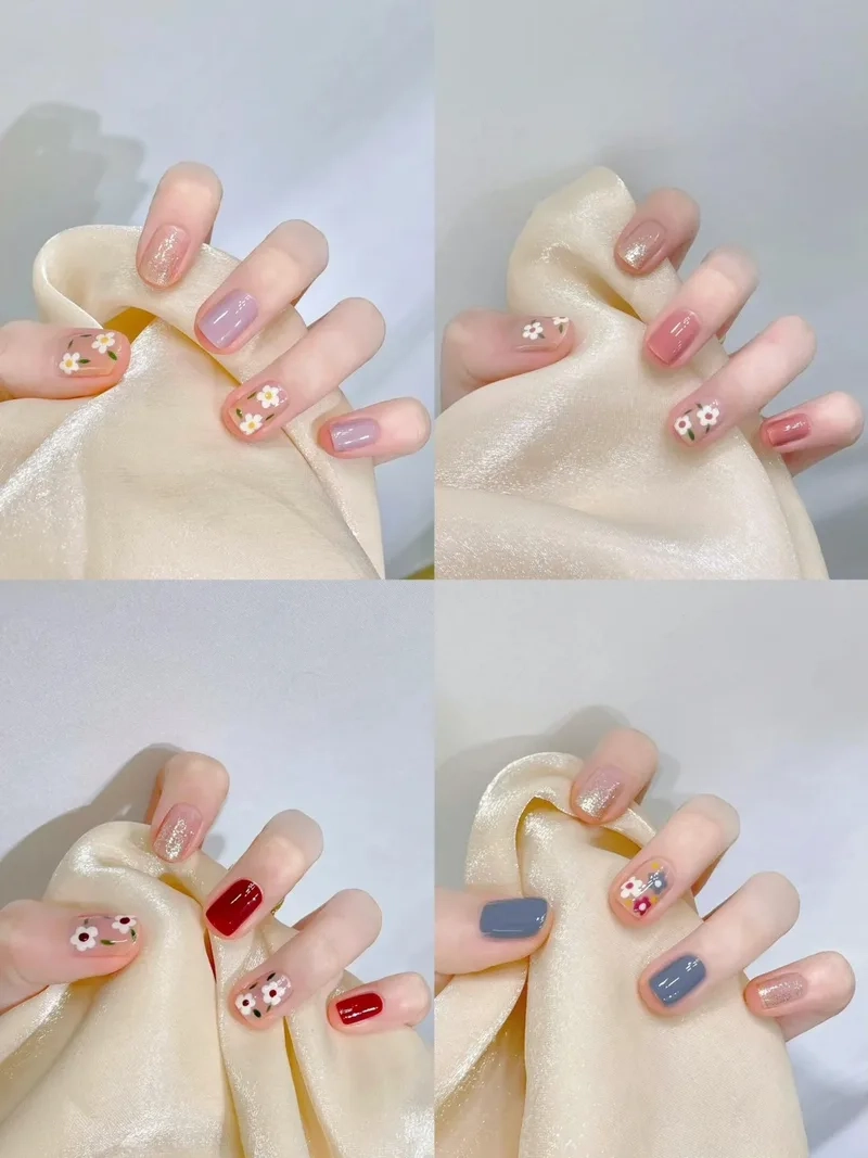 Mẫu móng tay hoa nhí đơn giản nhưng cực kỳ cuốn hút