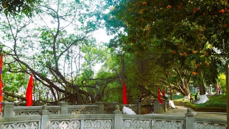 Hình ảnh đền Voi Phục cổ kính ẩn mình giữa rừng xanh