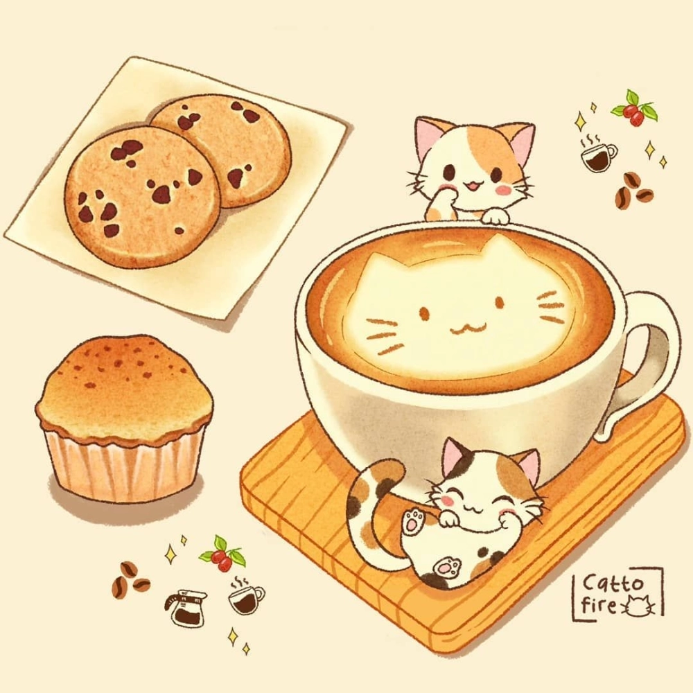 Chibi cà phê phong cách dễ thương ngộ nghĩnh thu hút