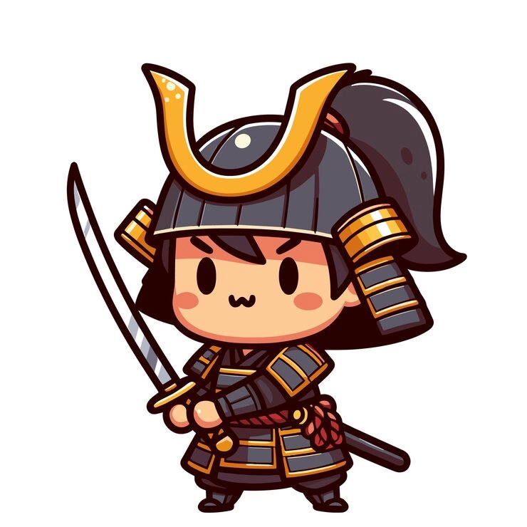 Samurai chibi tattoo phong cách cá tính độc đáo