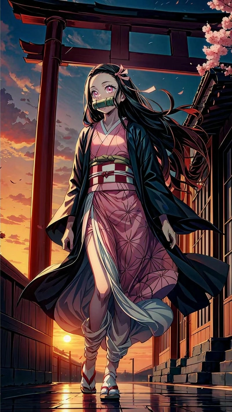 Nezuko art tái hiện hình tượng vừa mạnh mẽ vừa đáng yêu