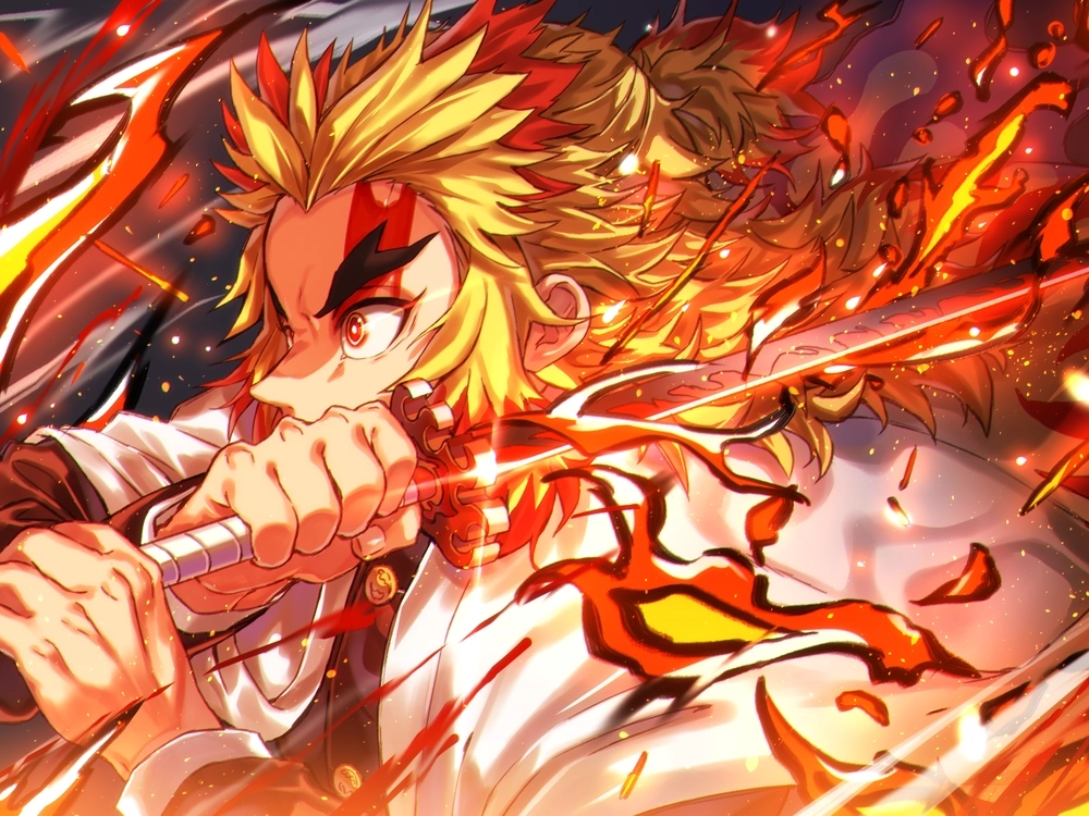 Rengoku ảnh đẹp khắc sâu hình tượng người hùng lửa
