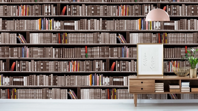 Hình nền máy tính có kệ sách thông minh sáng tạo