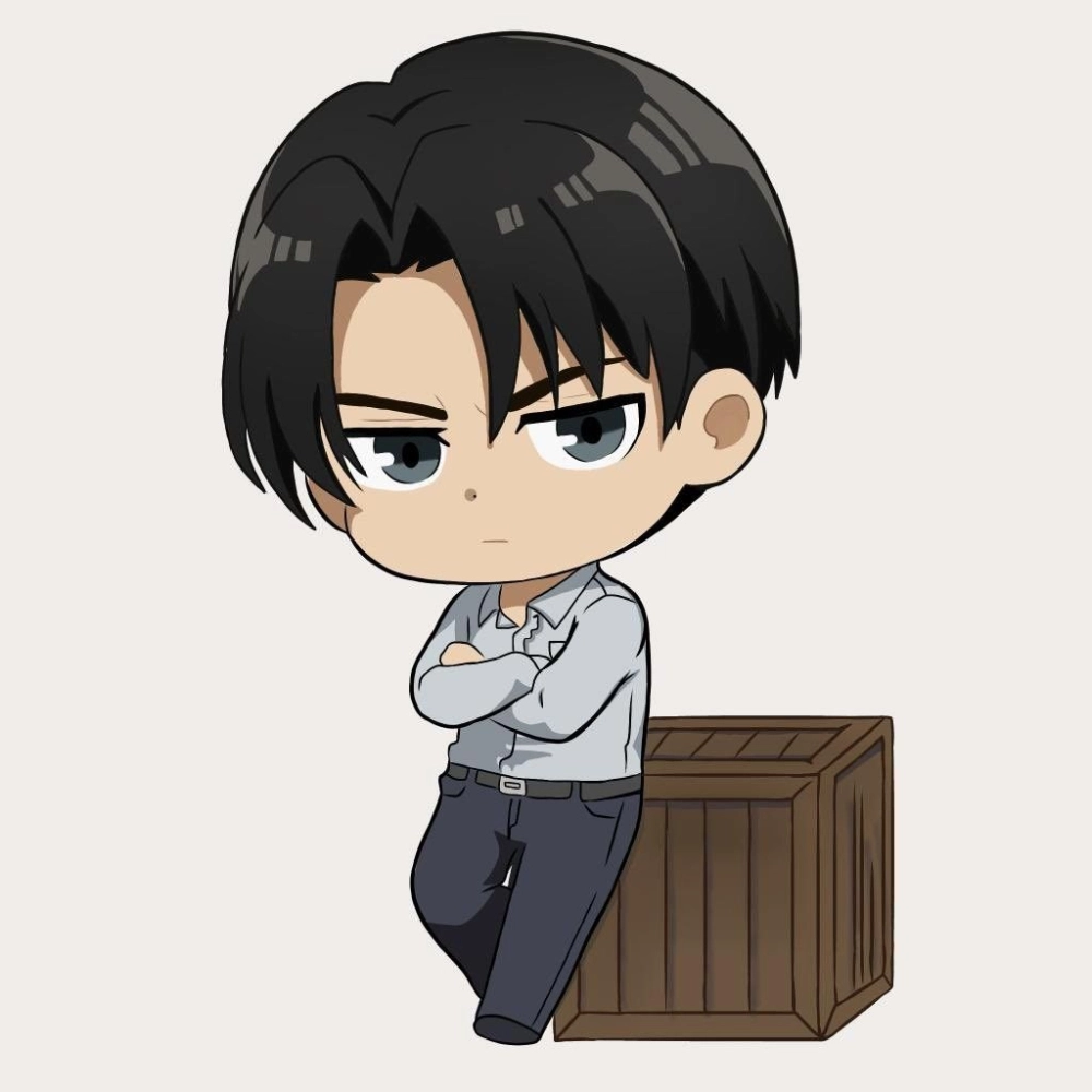 Captain Levi chibi với khí chất lãnh đạo đầy uy lực