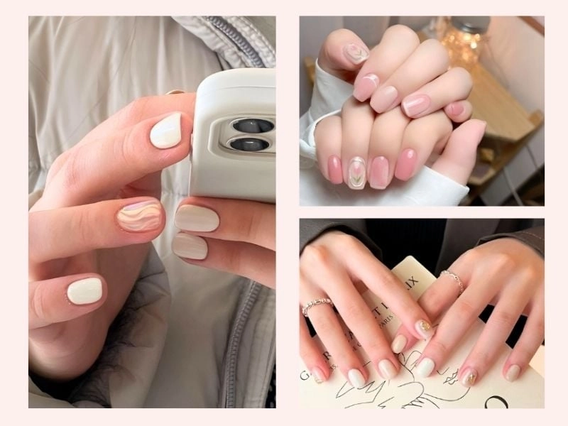 Mẫu nail đơn giản cho móng ngắn nhẹ nhàng thanh lịch