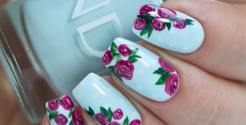 Cách vẽ nail hoa hồng sáng tạo tinh tế