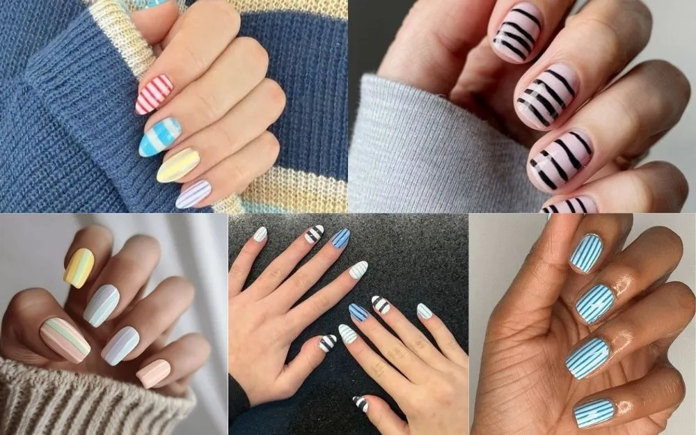 Kẻ sọc nail trẻ trung cá tính đầy phong cách