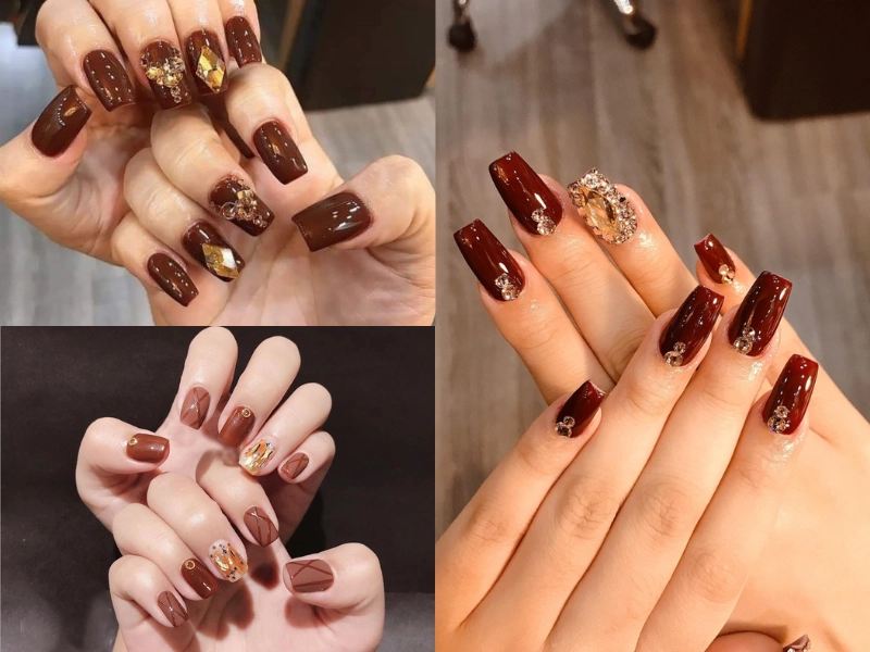 Nail màu nâu sang chảnh kiêu sa quý phái