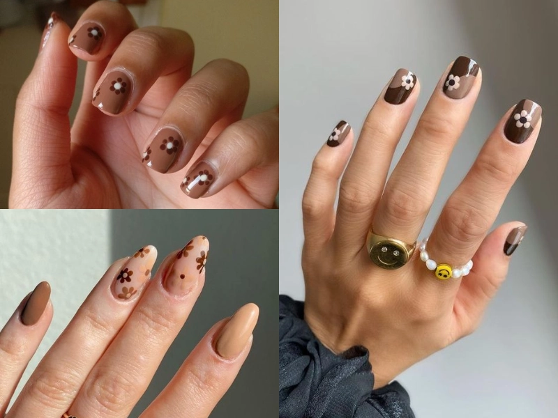 Mẫu nail màu nâu đơn giản nhẹ nhàng thanh lịch