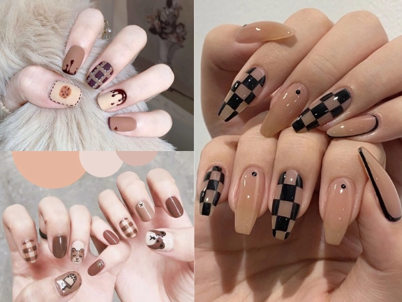 Mẫu nail màu nâu nhạt tinh khôi dịu dàng