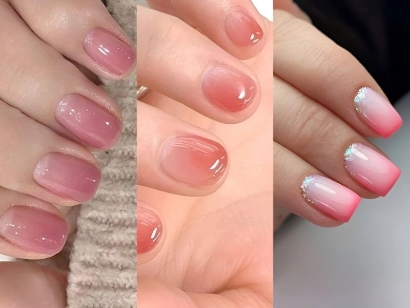 Nail thạch ombre trong suốt lung linh hút ánh nhìn