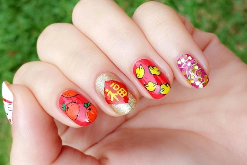Mẫu nail tết đơn giản đẹp thanh lịch nổi bật