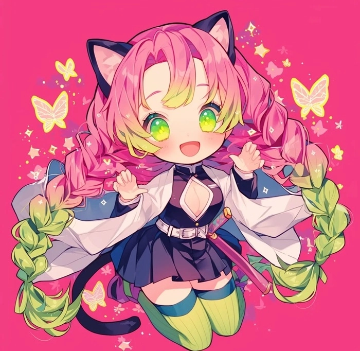 Mitsuri chibi tạo cảm giác ngọt ngào và đáng yêu.