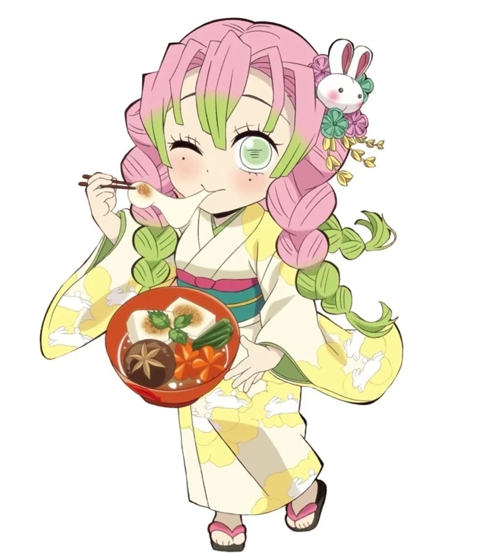 Kanroji mitsuri chibi cute toát lên nét ngọt ngào đặc trưng.