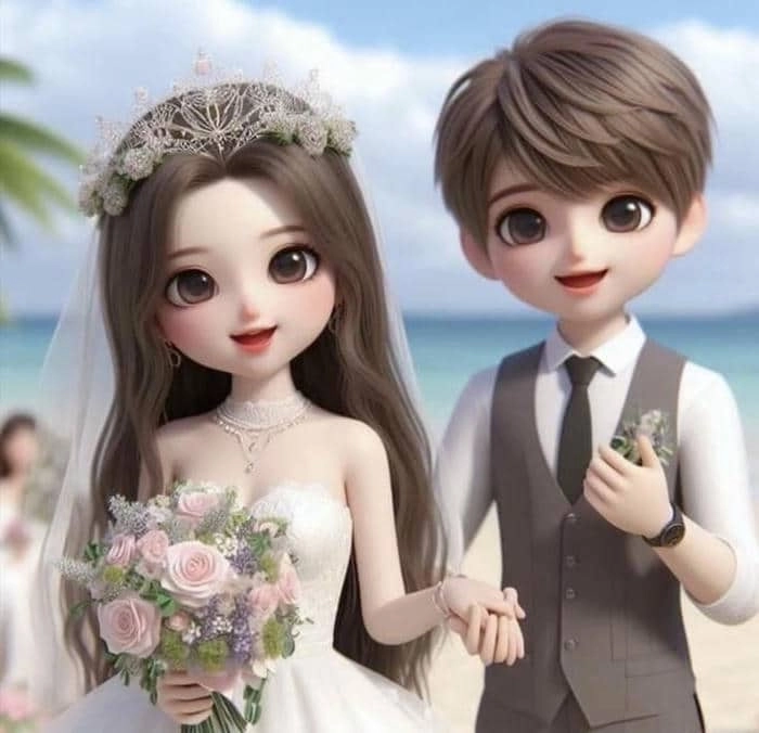 Ảnh cô dâu chú rể chibi dễ thương cho ngày cưới