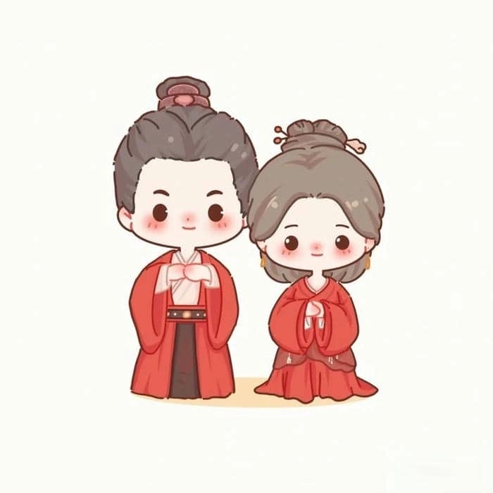 Hình ảnh cô dâu chú rể chibi phong cách dễ thương