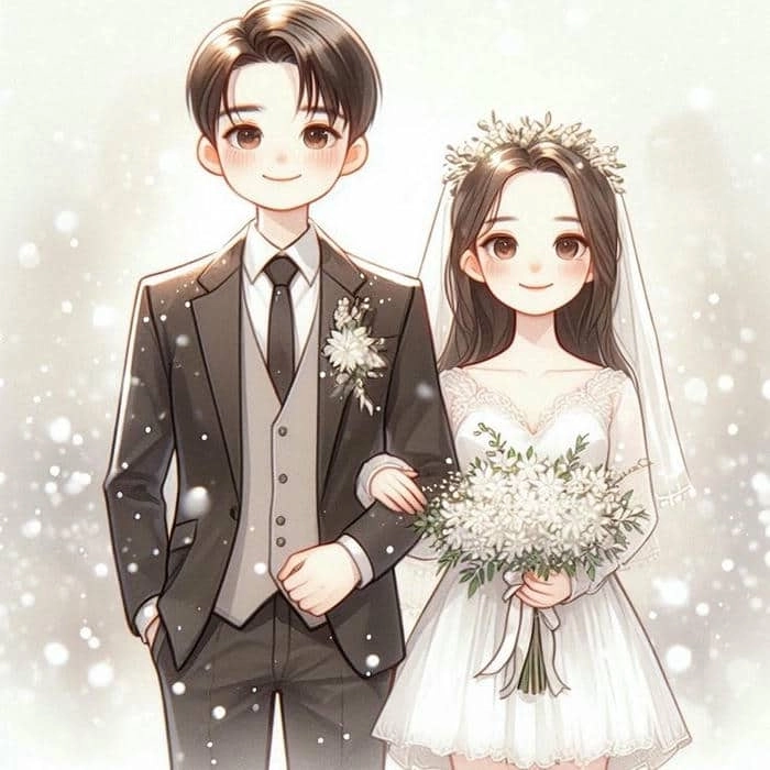 Chibi cô dâu chú rể png dùng ghép ảnh rất đẹp