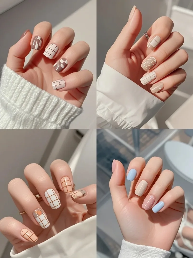 Kiểu nail caro trẻ trung giúp móng tay nổi bật