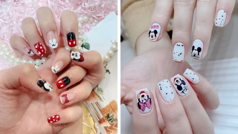 Mẫu nail hoạt hình đơn giản nhẹ nhàng dễ ứng dụng