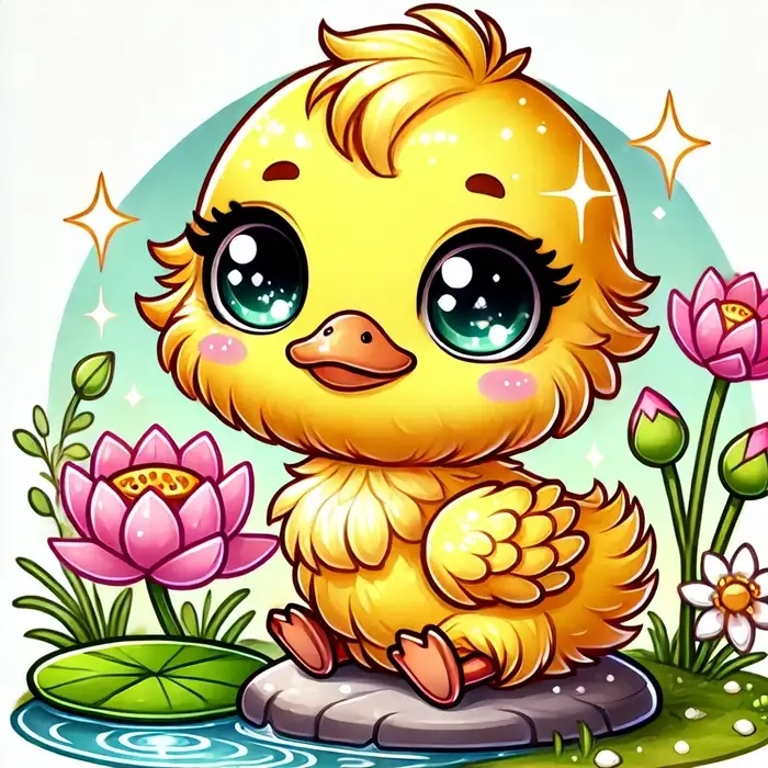 Hình vịt chibi mang nét đáng yêu và vui mắt.