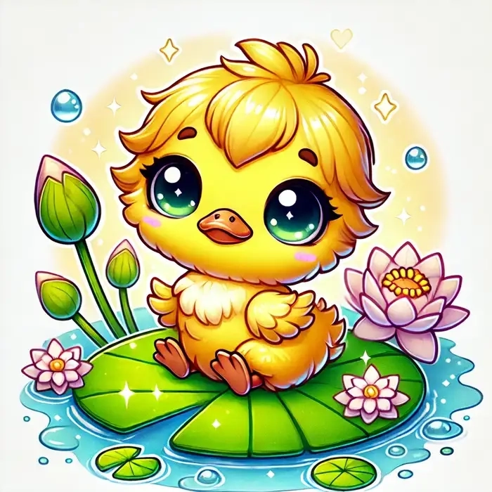 Hình con vịt chibi tạo cảm giác gần gũi và dễ thương.